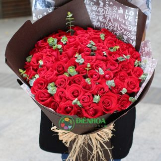 99 hồng đỏ bó tròn