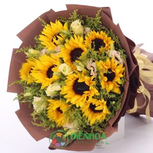 Bó hoa hướng dương và cát tường