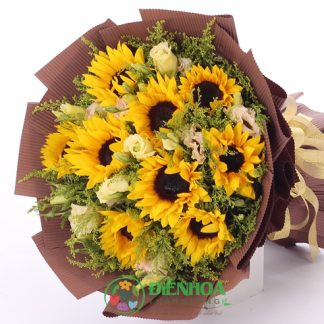 Bó hoa hướng dương và cát tường