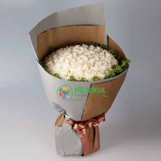 Bó hoa 99 bông hồng trắng đẹp