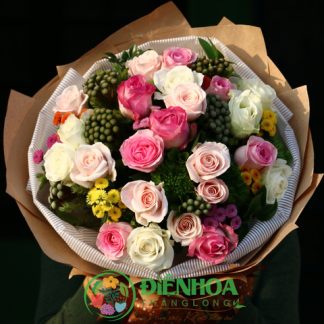 Bó hoa hồng nhiều màu đẹp