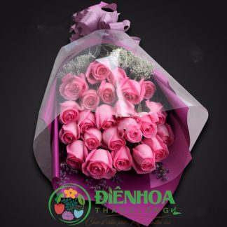 Bó hoa hồng sen đẹp
