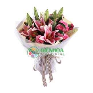 Bó hoa lily hồng