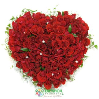 Giỏ hoa 99 bông hồng đỏ trái tim
