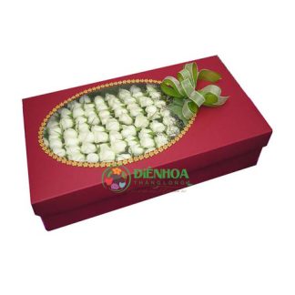 Hộp hoa hồng trắng