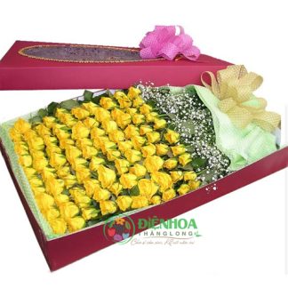 Hoa hộp hồng vàng VIP