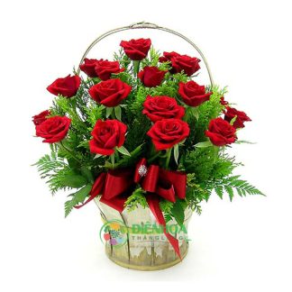 Lẵng hoa hồng đỏ đẹp