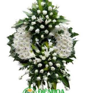 Vòng hoa tang lễ màu trắng